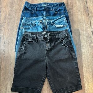 3/$20 Stylish Denim Shorts Trio - Black and Blue